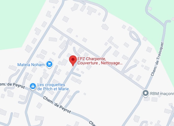 EPZ Charpente Couverture: Localisation et itinéraire sur carte. Carte de localisation de EPZ Charpente, Couverture, Nettoyage... près de Matela Noham et Les croquettes de Pitch et Marie sur le Chem. de Peyrot.